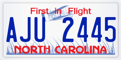 NC license plate AJU2445