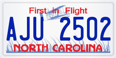 NC license plate AJU2502