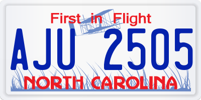 NC license plate AJU2505