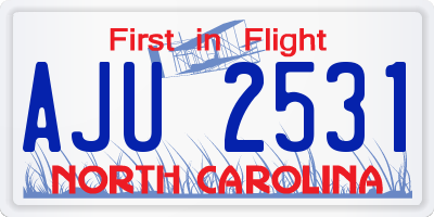 NC license plate AJU2531