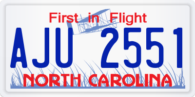 NC license plate AJU2551