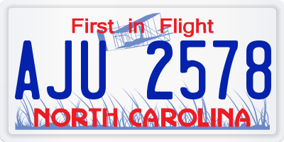 NC license plate AJU2578