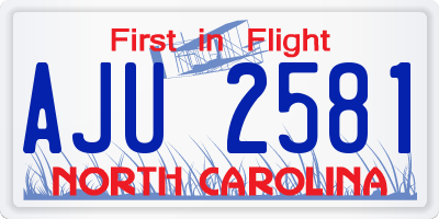 NC license plate AJU2581
