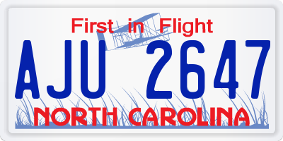 NC license plate AJU2647