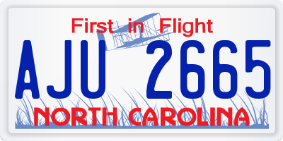NC license plate AJU2665