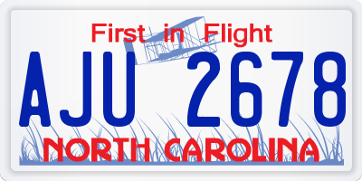 NC license plate AJU2678