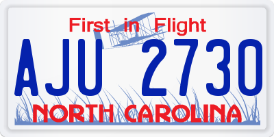 NC license plate AJU2730