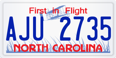 NC license plate AJU2735