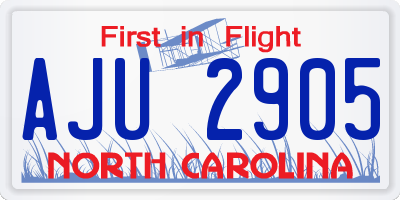 NC license plate AJU2905