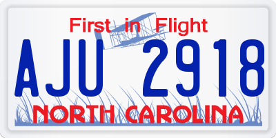 NC license plate AJU2918