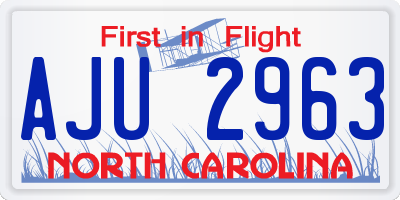NC license plate AJU2963