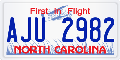 NC license plate AJU2982