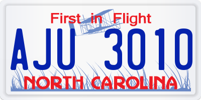 NC license plate AJU3010