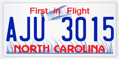 NC license plate AJU3015