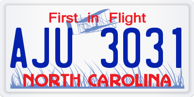 NC license plate AJU3031