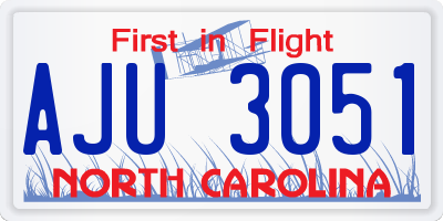 NC license plate AJU3051