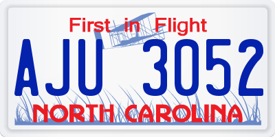 NC license plate AJU3052