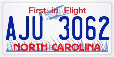 NC license plate AJU3062