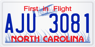 NC license plate AJU3081