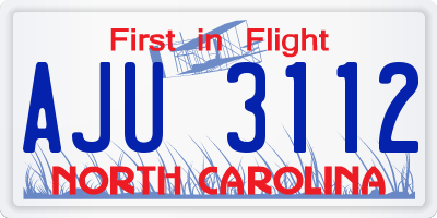NC license plate AJU3112