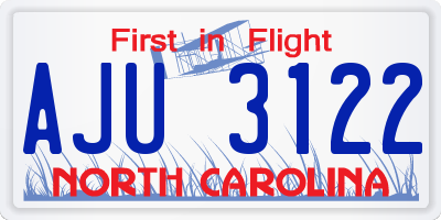 NC license plate AJU3122