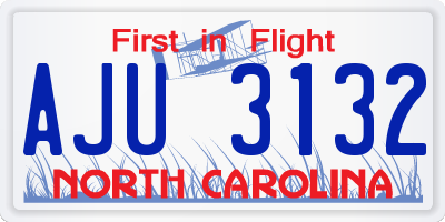 NC license plate AJU3132