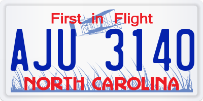NC license plate AJU3140