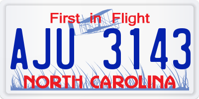 NC license plate AJU3143
