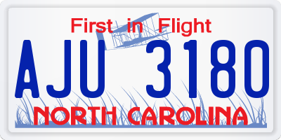NC license plate AJU3180