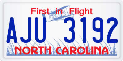 NC license plate AJU3192