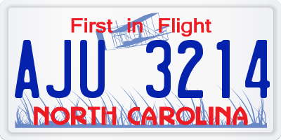 NC license plate AJU3214