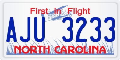 NC license plate AJU3233
