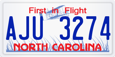 NC license plate AJU3274