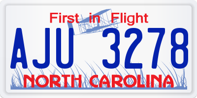 NC license plate AJU3278