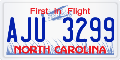 NC license plate AJU3299
