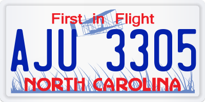 NC license plate AJU3305