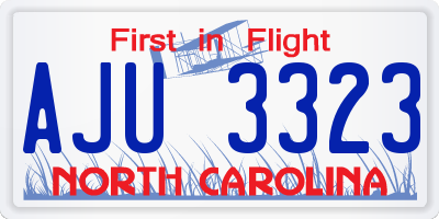 NC license plate AJU3323