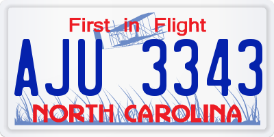 NC license plate AJU3343