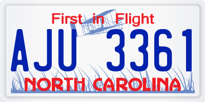 NC license plate AJU3361