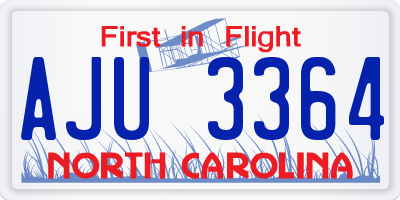NC license plate AJU3364