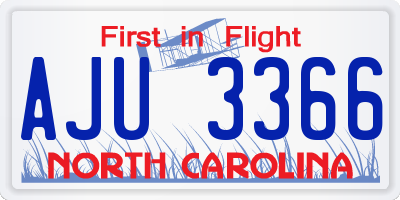 NC license plate AJU3366