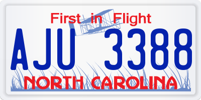 NC license plate AJU3388