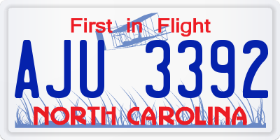 NC license plate AJU3392