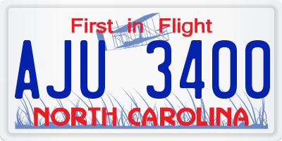 NC license plate AJU3400