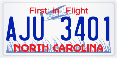 NC license plate AJU3401