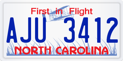 NC license plate AJU3412