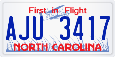 NC license plate AJU3417