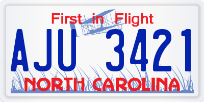 NC license plate AJU3421