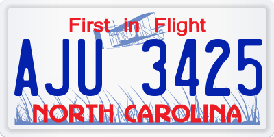 NC license plate AJU3425