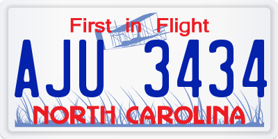 NC license plate AJU3434
